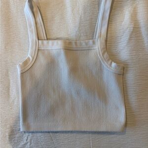 Women's White Ribbed Tank Top
